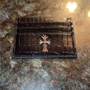 Chrome hearts Black Croc-Embossed card holder